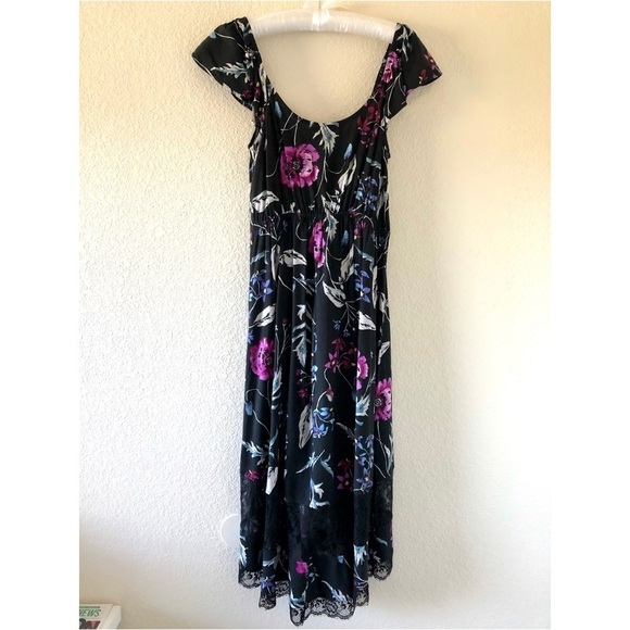 Express Lace Cutout High-Low Floral Dress Size Small Whimsigoth Dark Fairy Sheer - Picture 3 of 10